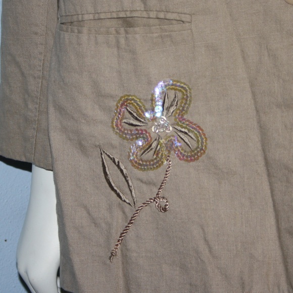 Adolfo International Womens Linen/Cotton Blazer M - Picture 4 of 8